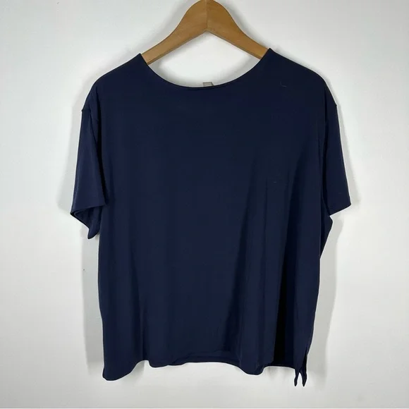 Woman Within Navy Blue Short Sleeve Top Plus Size 18/20 - Picture 5 of 5